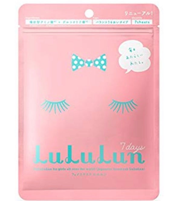 Face Masks LuLuLun, 7 folhas (Balanced Moisturizing