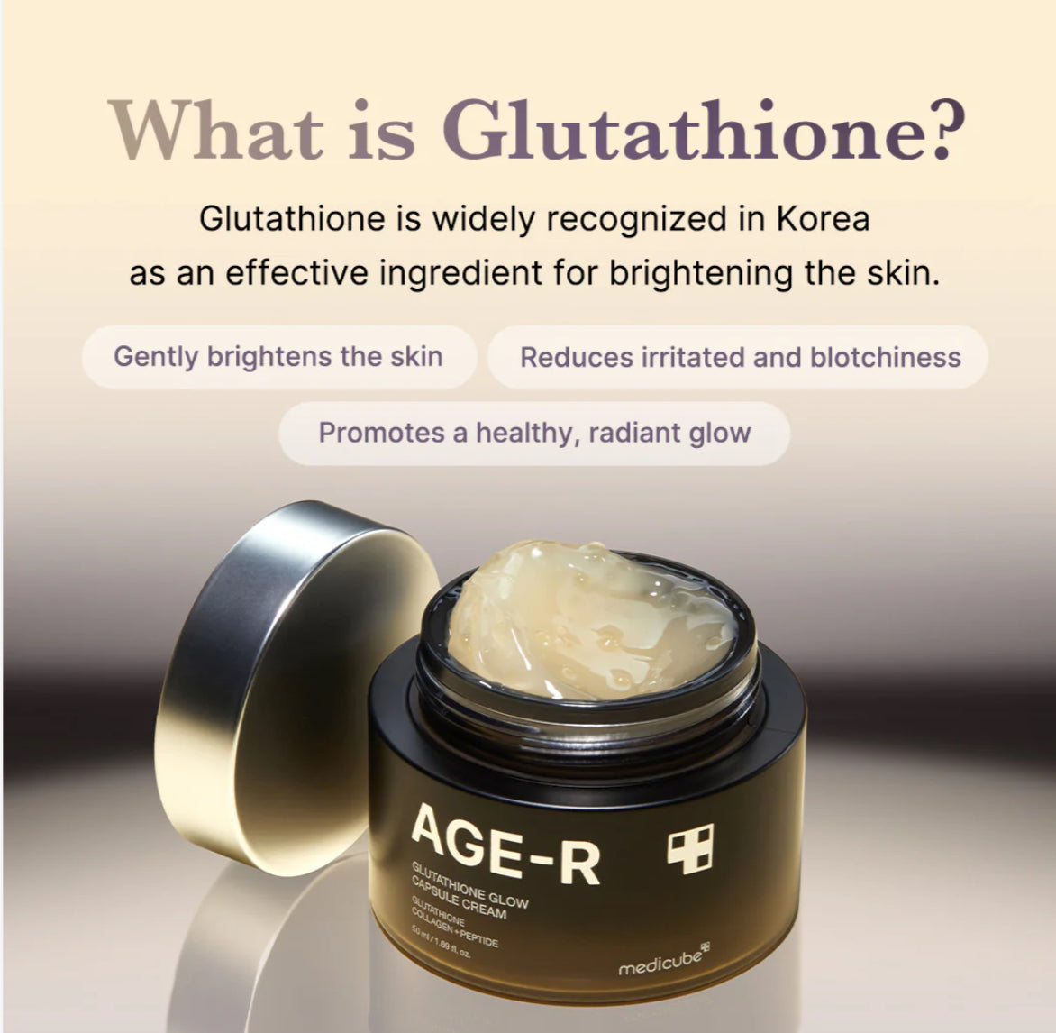 Medicube Creme Cápsula de Brilho de Glutationa AGE-R Glutathione Glow Capsule Cream 50ml