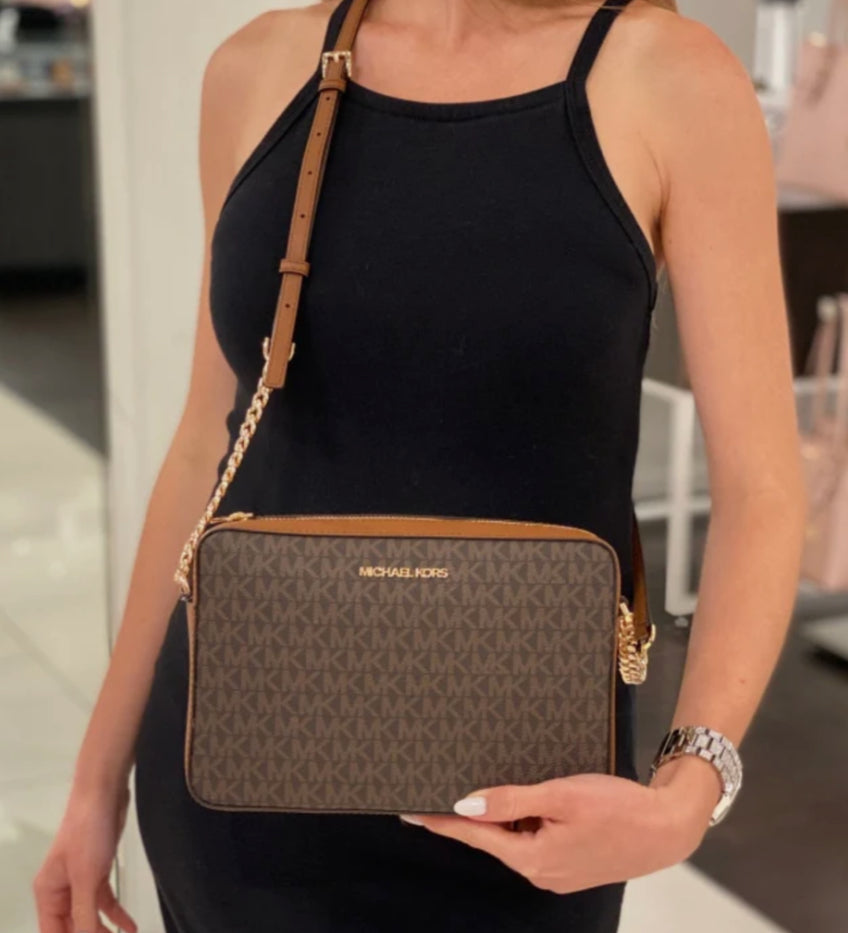 Bolsa Michael Kors jet set item lg ew crossbody 35F8GTTC38 brown