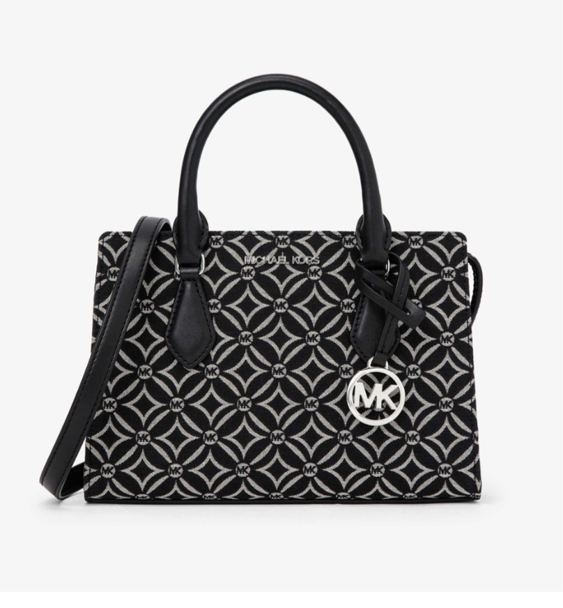 Michael Kors SHEILA Logo Jacquard Center Zip Satchel Pequeno