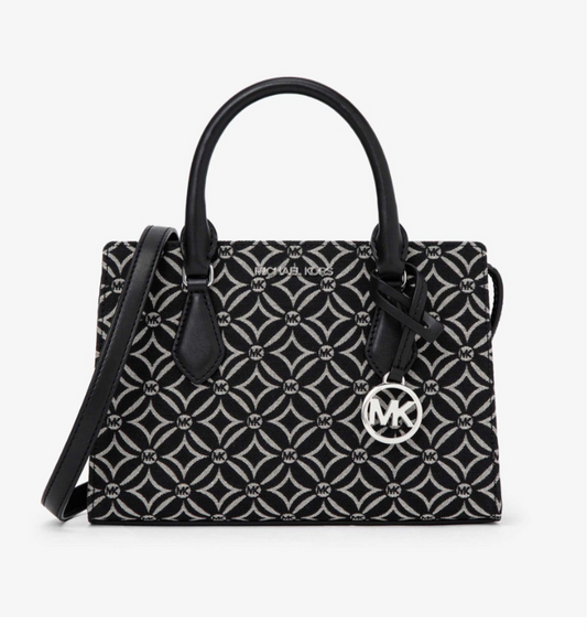 Michael Kors SHEILA Logo Jacquard Center Zip Satchel Pequeno