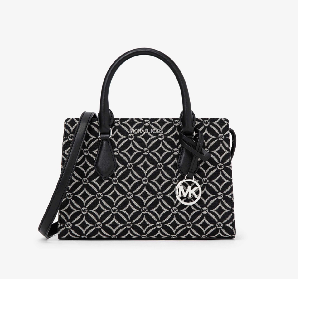 Michael Kors SHEILA Logo Jacquard Center Zip Satchel Pequeno