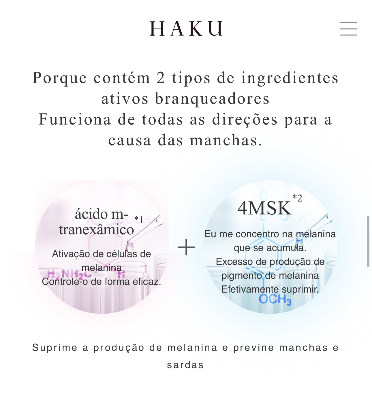 Siero sbiancante medicato (quasi-farmaco)
HAKU Melano Focus EV 45g