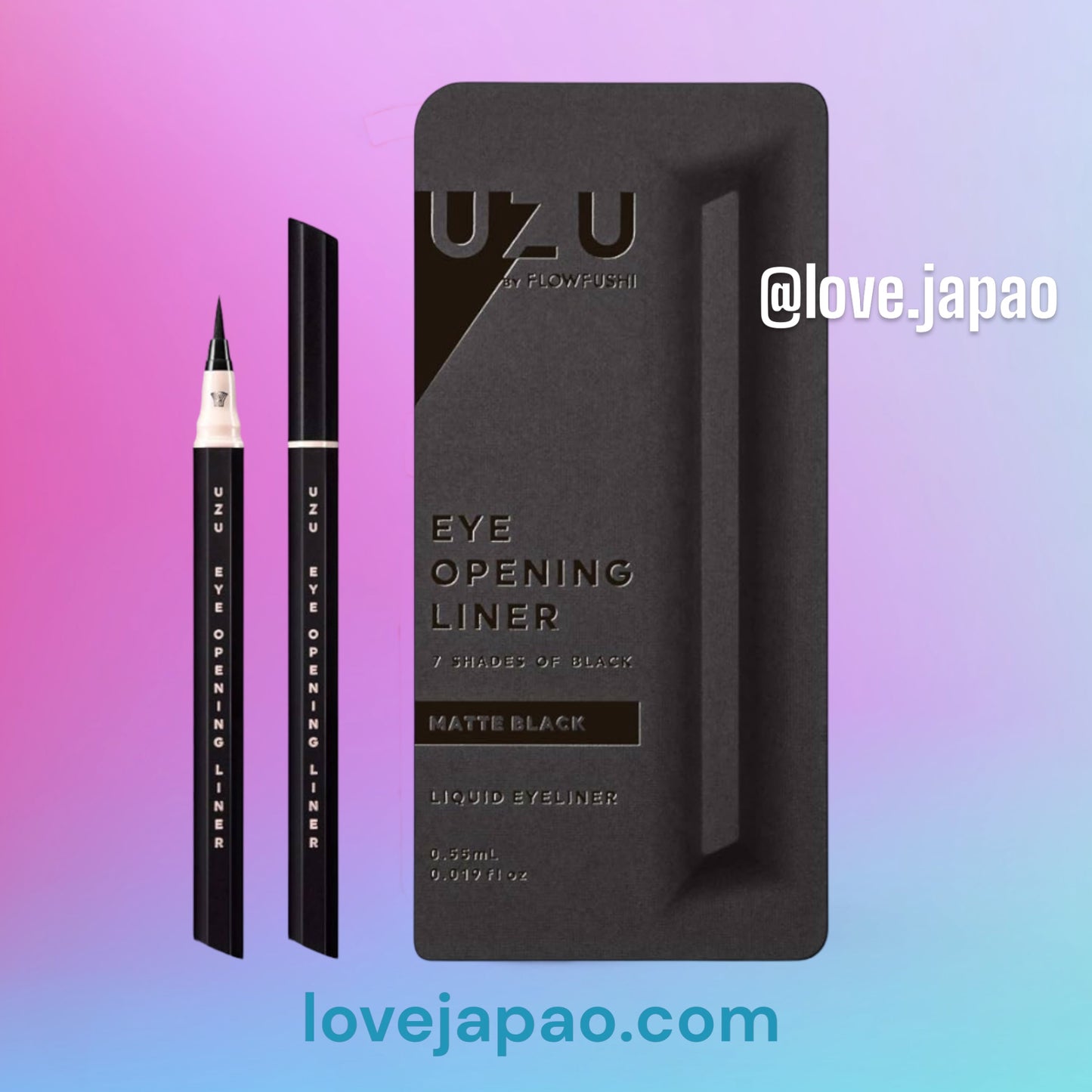 UZU BY FLOWFUSHI Seven Shades of Black [Nero opaco] Eyeliner liquido Hot Water Off Ipoallergenico 20g