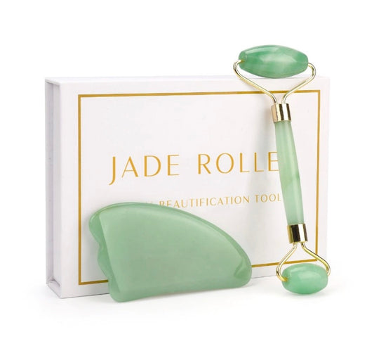 Rodillo masajeador de rodillo de Jade para masaje Facial, piedra de cristal de Jade, herramienta de belleza para el cuidado de la piel