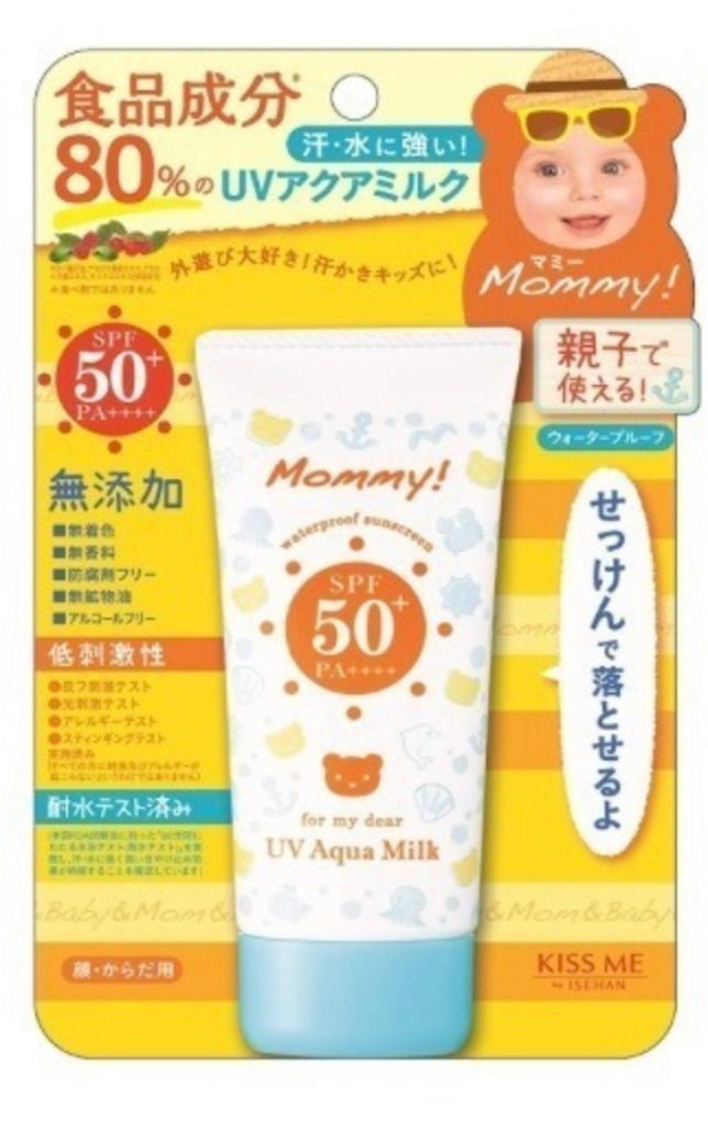 Mommy Uv Aqua Milk Sunscreen Spf50pa++++ 50g Sensitive Kiss me Isehan