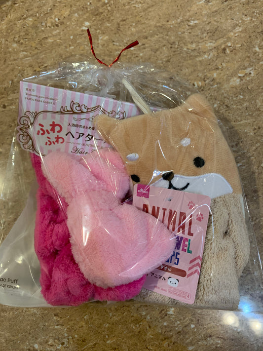 Fox towel kit / hair band and Konjac sponge